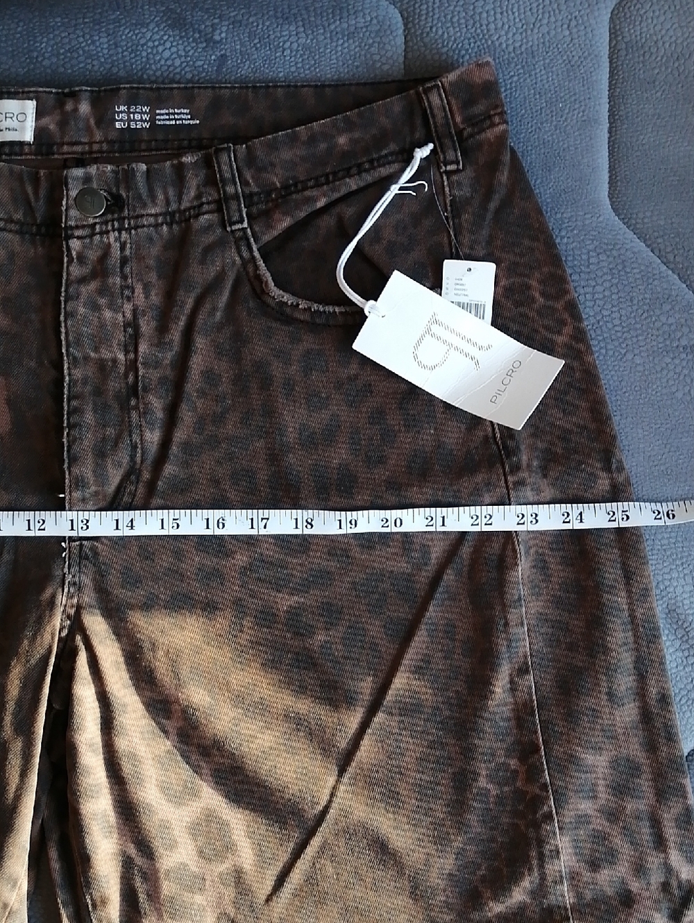 Anthropologie The Adi Brown Leopard Mid-Rise Wide-leg Flare Jeans by Pilcro S18W - Picture 5 of 13